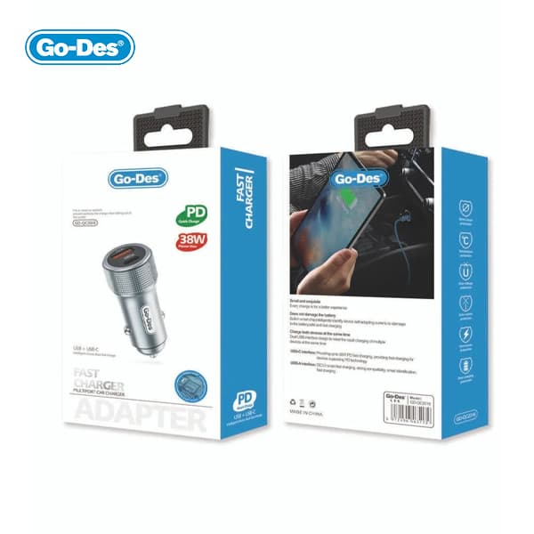 شارژر فندکی گودس سوپر فست شارژ مدل GO-DES QC2018 18W بدون کابل شارژ — تصویر ۲