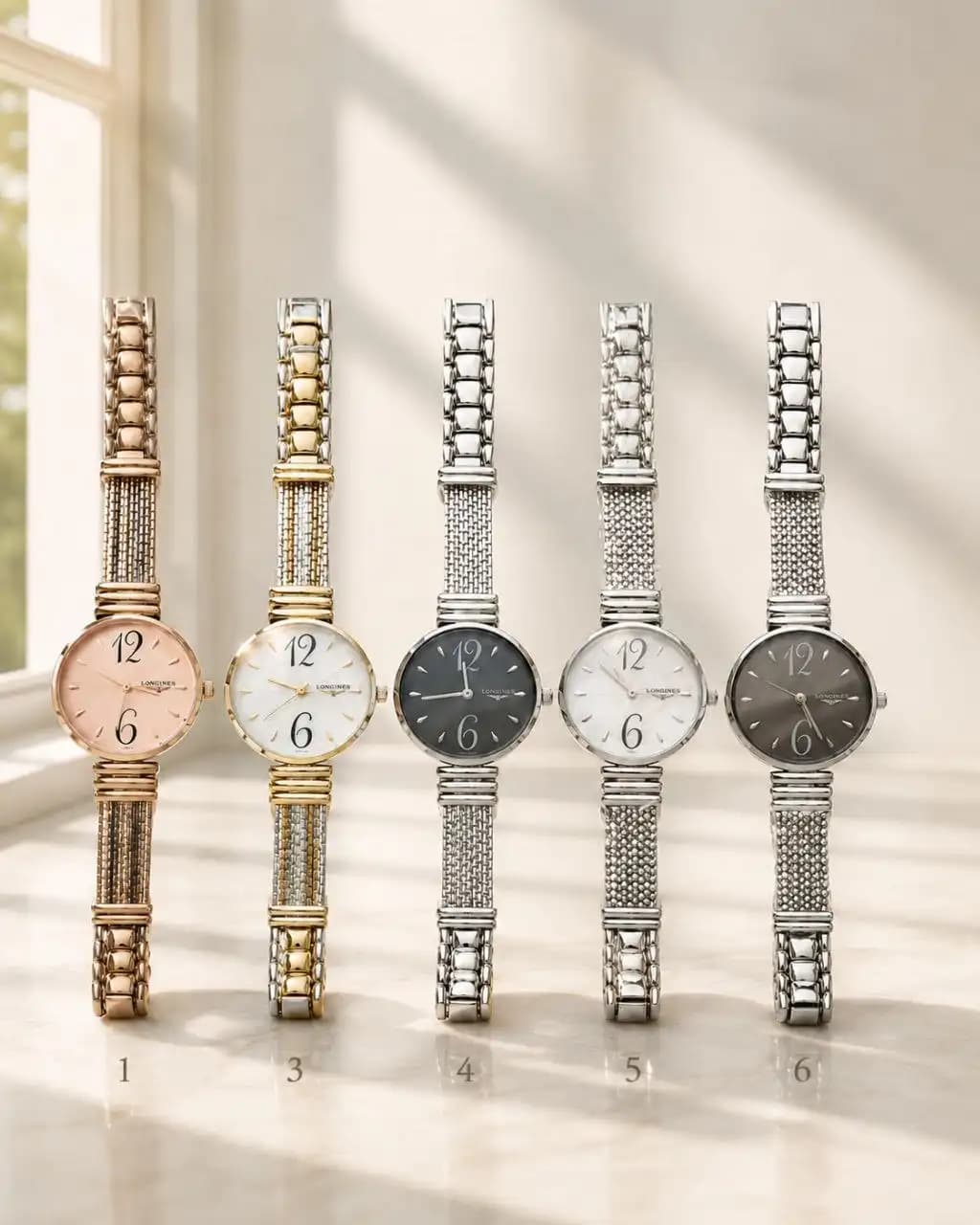 ساعت مچی Longines مدل بند فلزی بافت‌دار | با 5 طرح مختلف — تصویر ۲