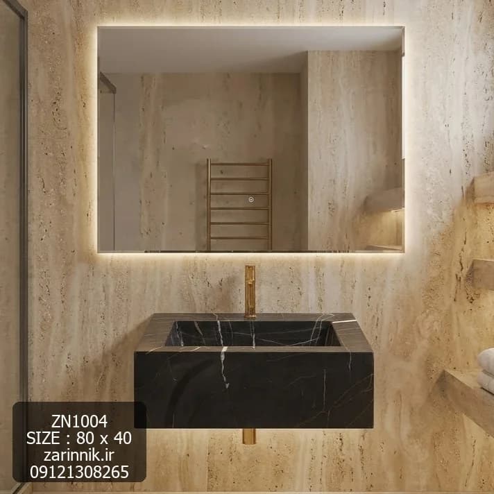 روشویی سرامیکی 40*80 مدرن تک مشکی کد ZN1004