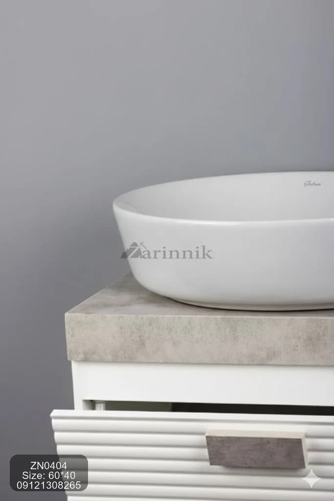 روشویی کابینتی و آینه باکس طرح بامبو کد ZN0404 — تصویر ۳