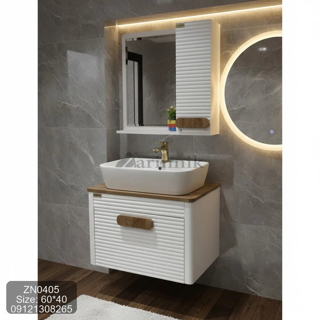 روشویی 40*60 کابینتی بامبو سفیدکد ZN0405