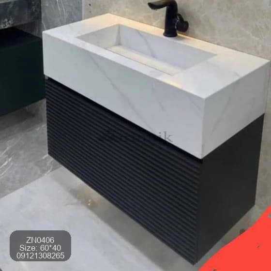 روشویی کابینتی 40*60 بامبو مشکی کد ZN0406 — تصویر ۲