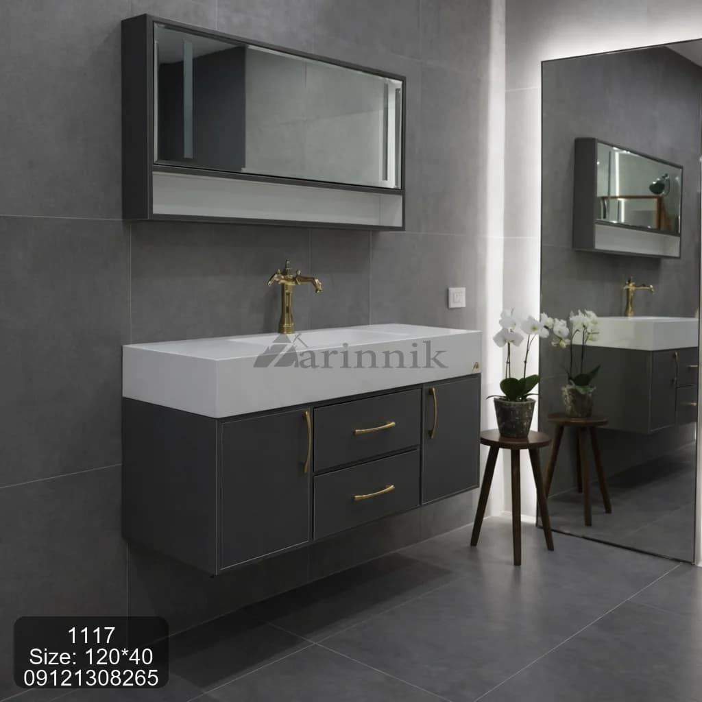 روشویی سرامیکی 40*120 با کابین زرین نیک کد ZN1117