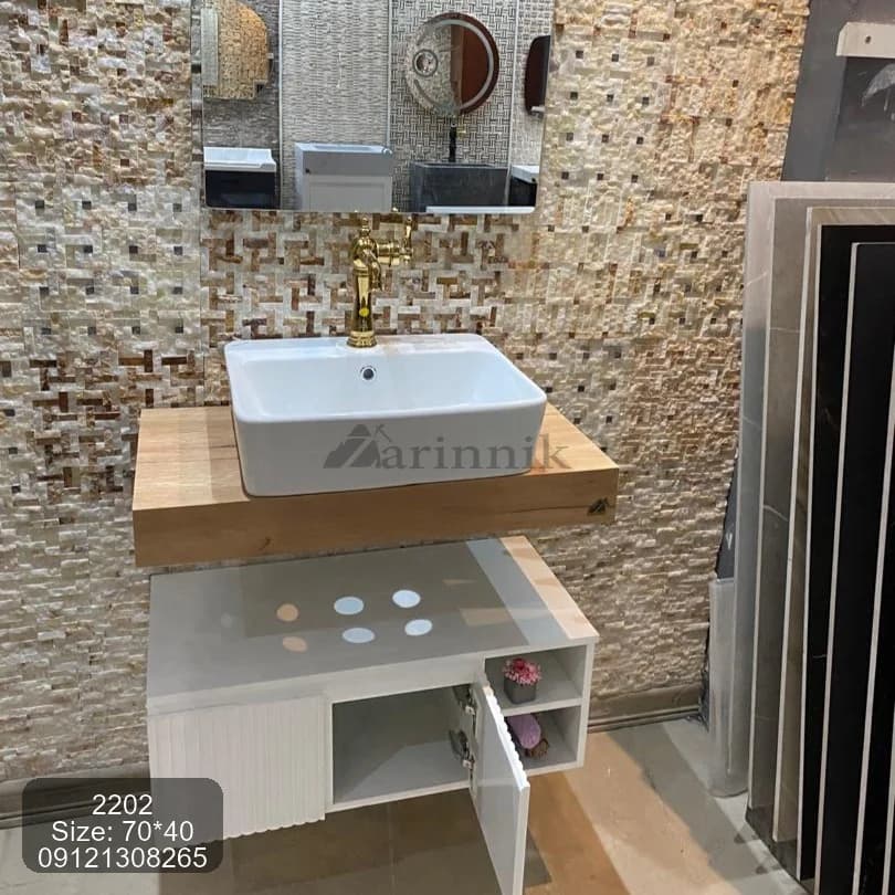 روشویی کابینتی 40*70 با کاسه چینی زرین نیک کد ZN2202 — تصویر ۳