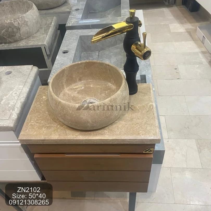 روشویی کابینتی 40*50 با کاسه سنگی زرین نیک کد ZN2102 — تصویر ۲