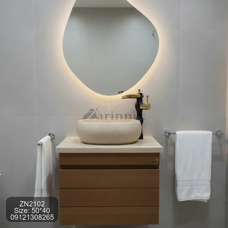 روشویی کابینتی 40*50 با کاسه سنگی زرین نیک کد ZN2102