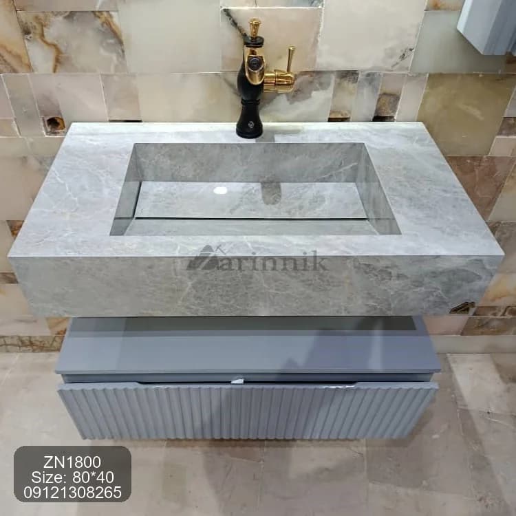روشویی سرامیکی 40*80 فول ست با آینه بلوتوث دار کد ZN1800 — تصویر ۴