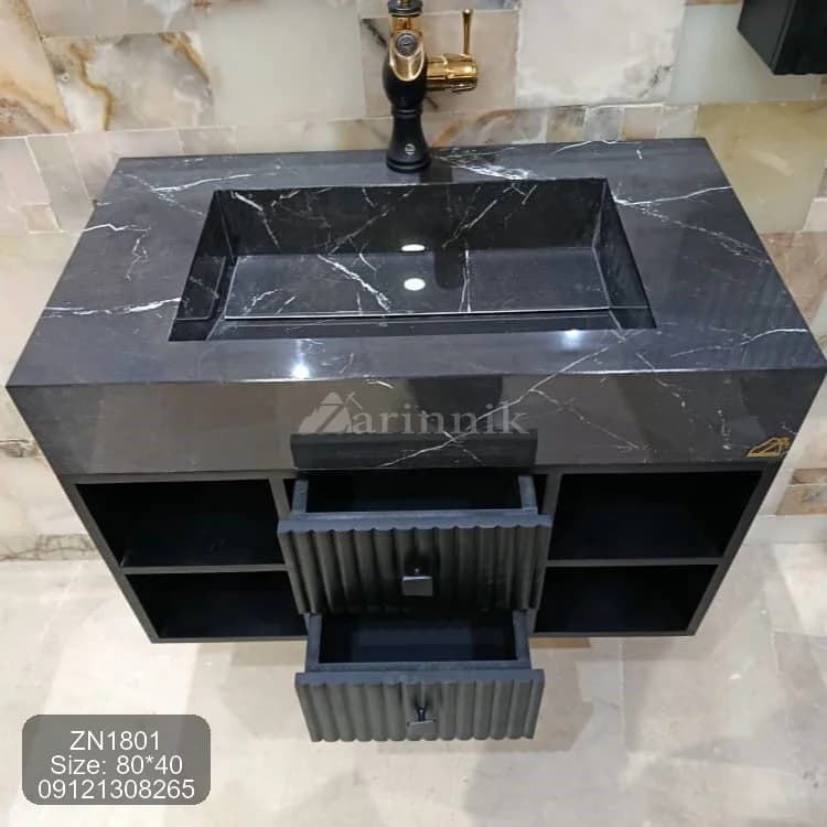 روشویی سرامیکی فول ست با آینه بلوتوث دار کد ZN1801 — تصویر ۳