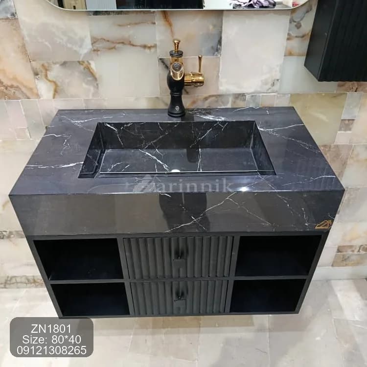 روشویی سرامیکی فول ست با آینه بلوتوث دار کد ZN1801 — تصویر ۲