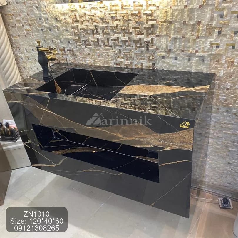 روشویی مدرن سرامیکی دکور دار کد ZN1010 — تصویر ۴