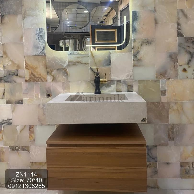روشویی سرامیکی با کابین طرح چوب کد ZN1114 — تصویر ۲