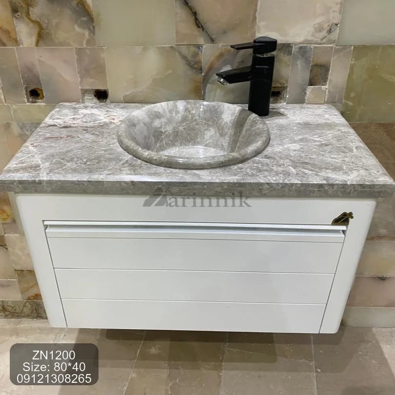 روشویی کابینتی با کاسه سنگی کد ZN2100 — تصویر ۳