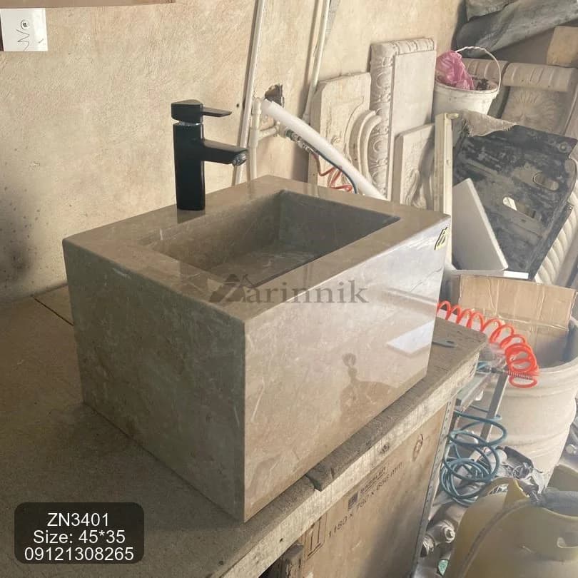 روشویی مدرن سنگی سایز کوچک کد ZN3401 — تصویر ۴