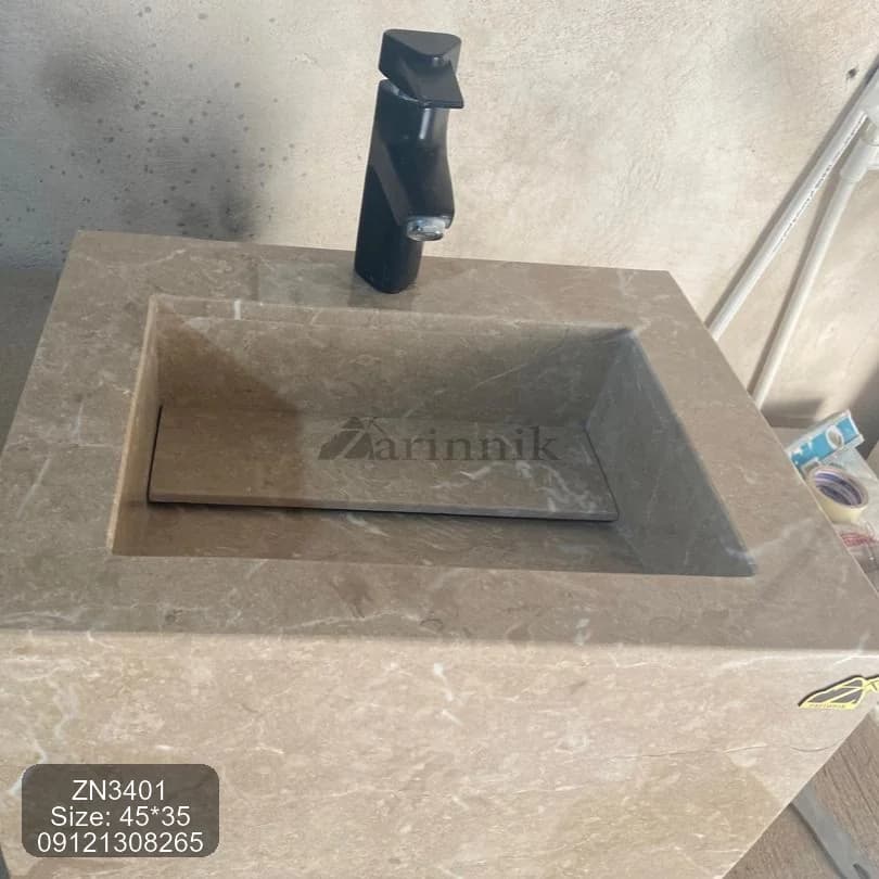 روشویی مدرن سنگی سایز کوچک کد ZN3401 — تصویر ۳