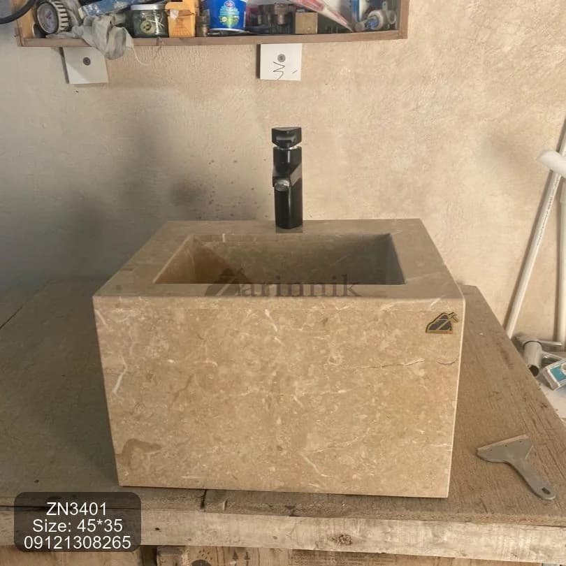 روشویی مدرن سنگی سایز کوچک کد ZN3401 — تصویر ۲