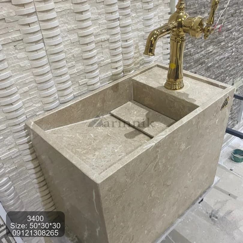 روشویی مدرن سایزکوچک سنگی کد ZN3400 — تصویر ۳