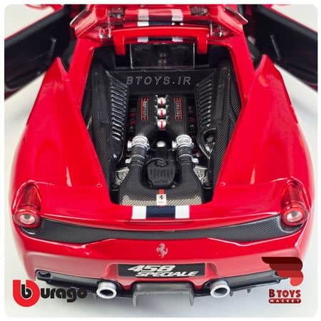 ماکت فراری 458 اسپیشیال قرمز بوراگو(Ferrari 458 Speciale Burago)مقیاس:1/18 — تصویر ۷