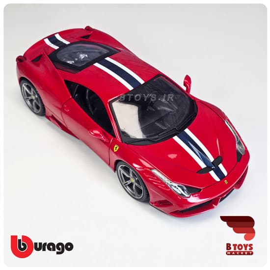 ماکت فراری 458 اسپیشیال قرمز بوراگو(Ferrari 458 Speciale Burago)مقیاس:1/18 — تصویر ۴