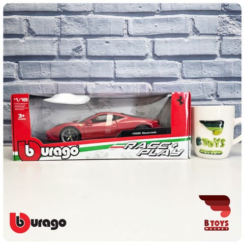 ماکت فراری 458 اسپیشیال قرمز بوراگو(Ferrari 458 Speciale Burago)مقیاس:1/18 — تصویر ۳