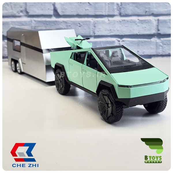 ماکت تسلا سایبرتراک با کمپر سبز چِژی(Tesla Cybertruck Chezhi) مقیاس:1/24 — تصویر ۵