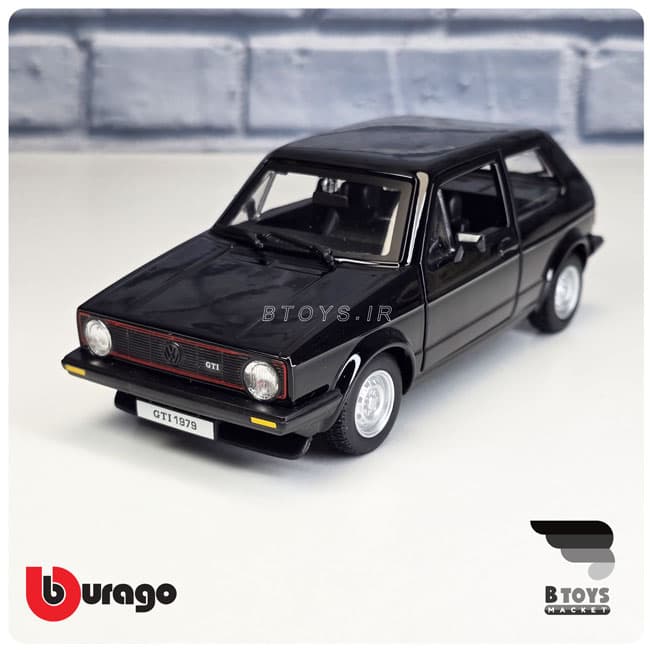 ماکت فولکس واگن گلف جی تی آی 1979 مشکی بوراگو(Volkswagen Golf MK1 GTI Burago)