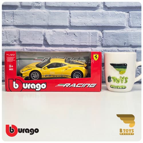 ماکت فراری 488 چلنج زرد بوراگو(Ferrari 488 Challenge 2017 Burago) — تصویر ۳