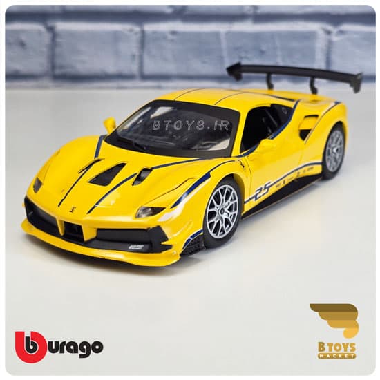 ماکت فراری 488 چلنج زرد بوراگو(Ferrari 488 Challenge 2017 Burago)