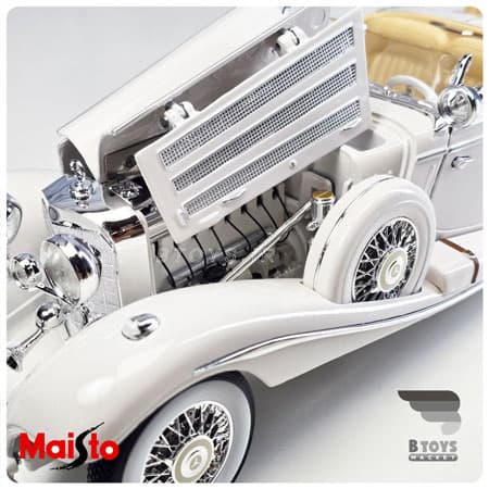 ماکت مرسدس بنز کا 500 1936 سفید مایستو(Mercedes Benz 500 K Typ Specialroadster 1936 Maisto) — تصویر ۴