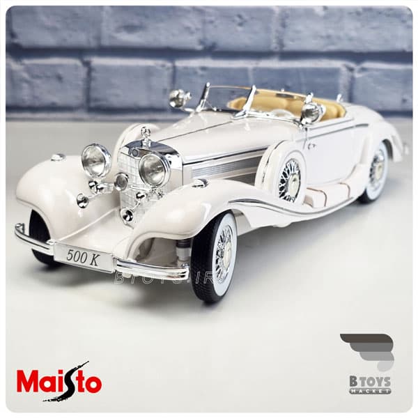 ماکت مرسدس بنز کا 500 1936 سفید مایستو(Mercedes Benz 500 K Typ Specialroadster 1936 Maisto)