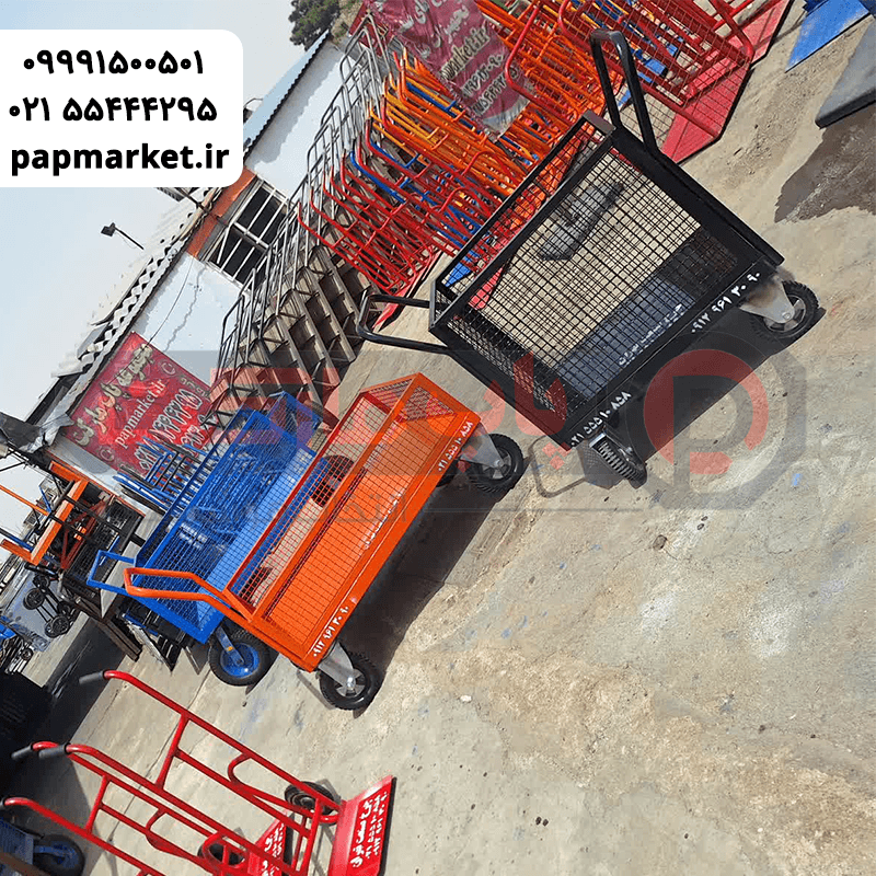 گاری چهار چرخ ۸۰ در۶۰ توری دار دو دسته — تصویر ۲