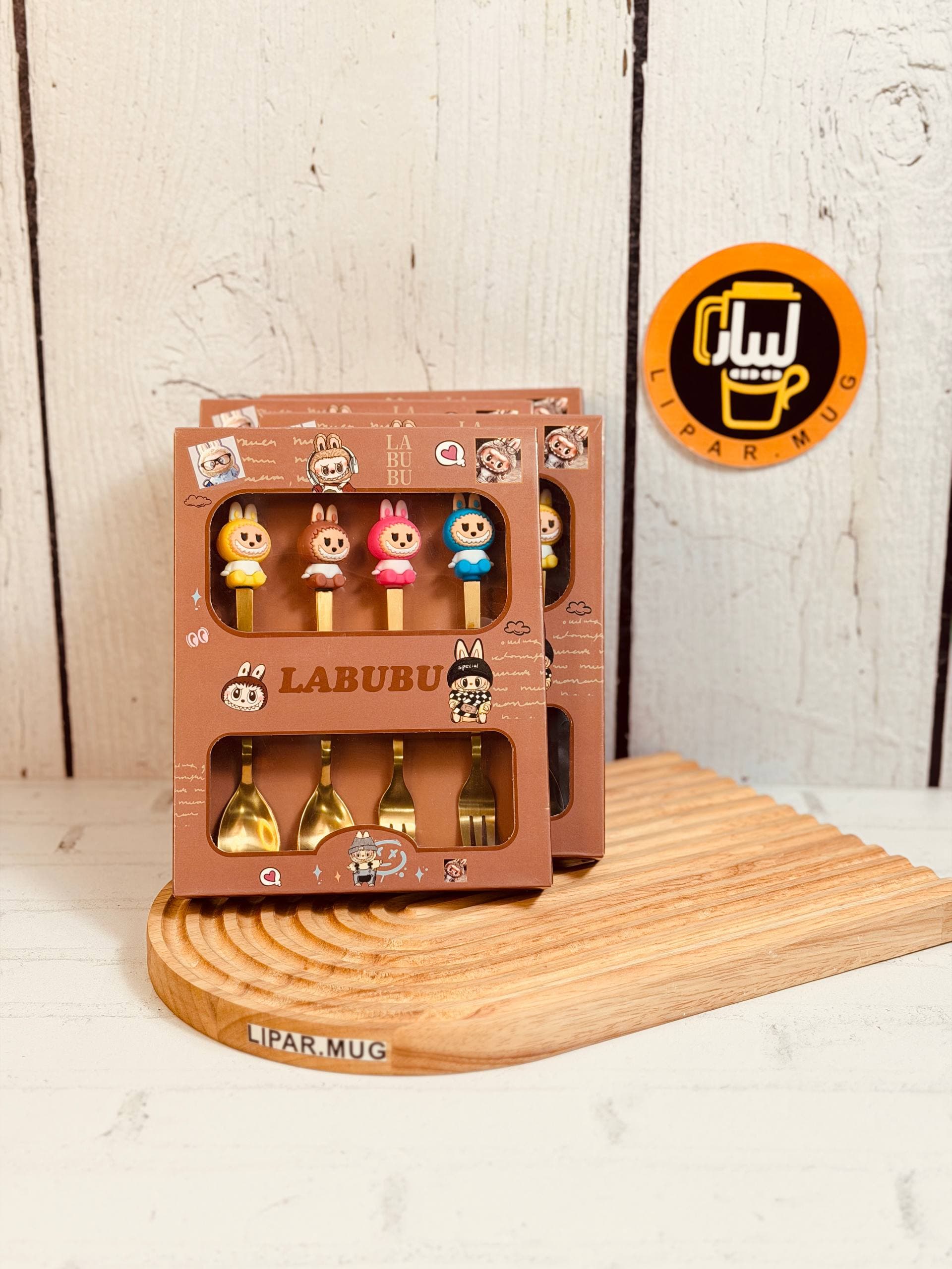 ست قاشق چنگال لبوبو عروسک سیلیکونی 4تایی باکس دار کد 7336 — تصویر ۲