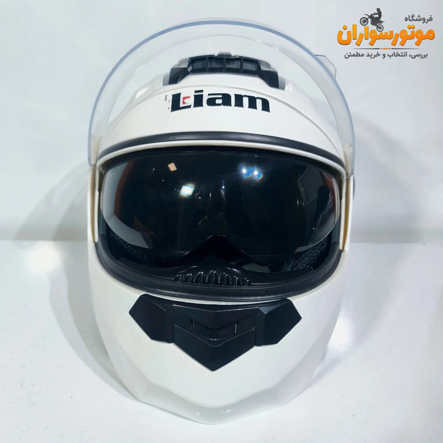 کلاه کاسکت سفید رنگ فک متحرک برند LIAM — تصویر ۸