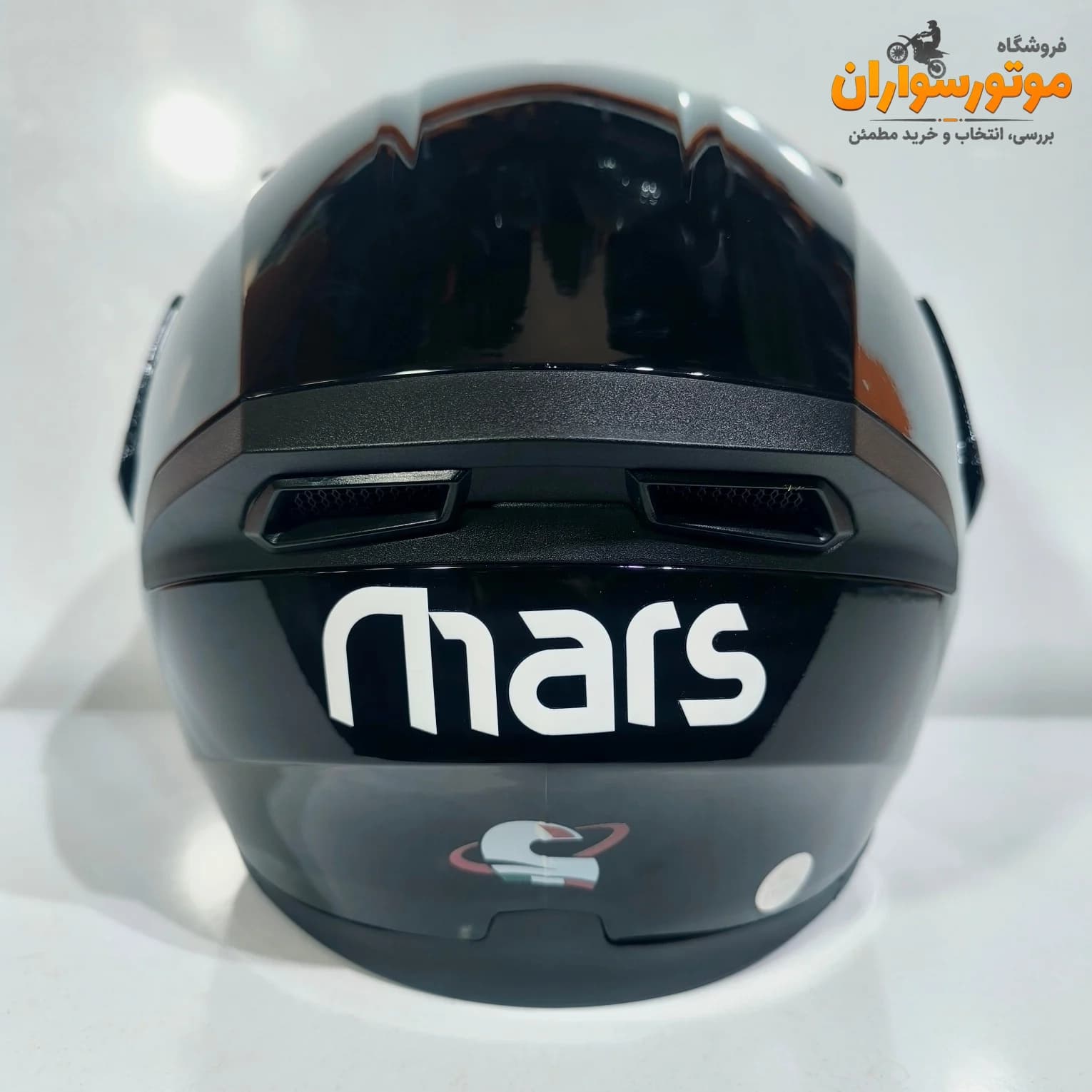 کلاه کاسکت فک متحرک مشکی براق برند MARS — تصویر ۳