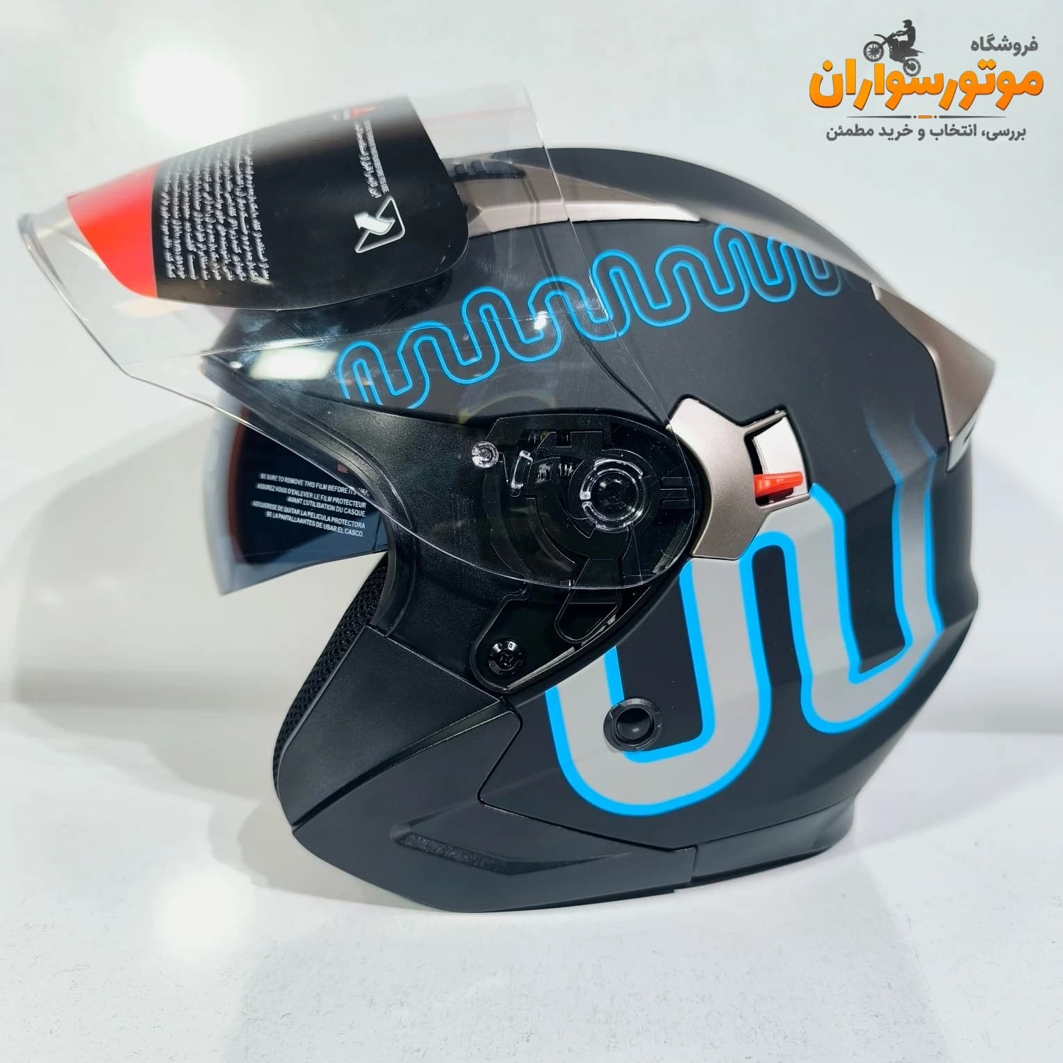 کلاه کاسکت بدون فک دبلیو استاندارد Wstandard مشکی آبی — تصویر ۵