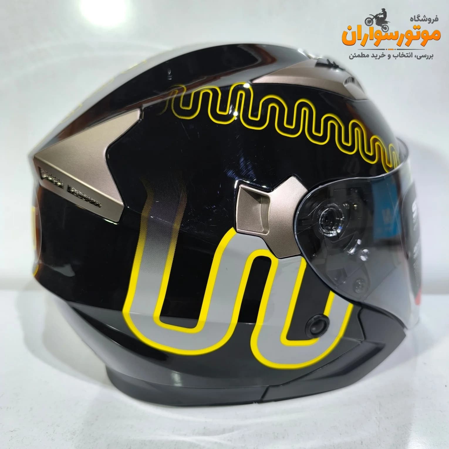 کلاه کاسکت بدون فک مشکی زرد Wstandard دبلیو ایتاندارد — تصویر ۲