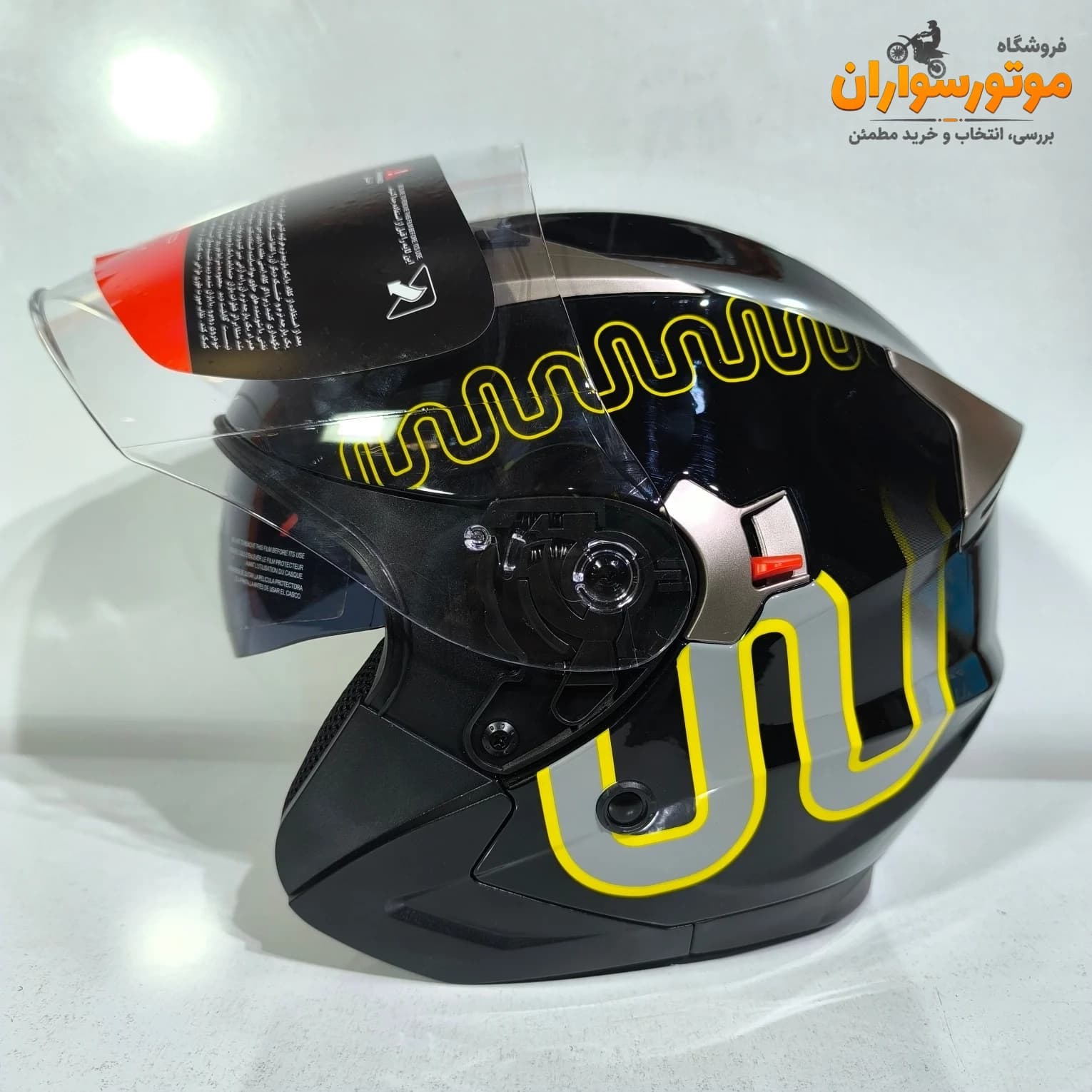 کلاه کاسکت بدون فک مشکی زرد Wstandard دبلیو ایتاندارد — تصویر ۵
