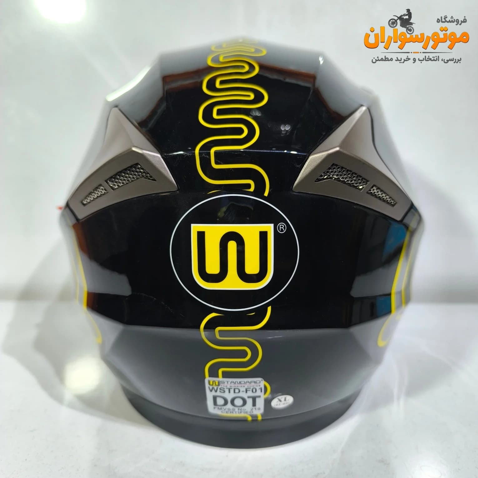 کلاه کاسکت بدون فک مشکی زرد Wstandard دبلیو ایتاندارد — تصویر ۳