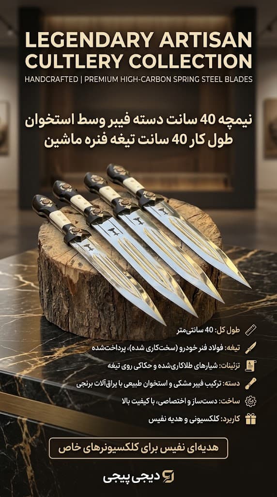 نیمچه 40 سانت دسته فیبر وسط استخوان طول کار 40 سانت تیغه فنره ماشین (کپی)