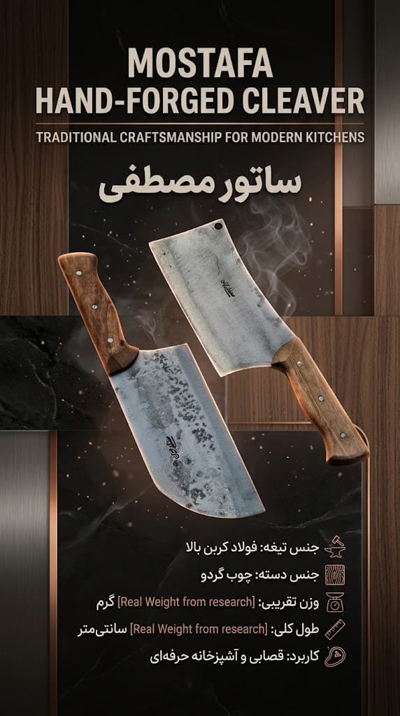 ساتور مصطفی با تیغه فولادی مقاوم و کیفیت ساخت بالا