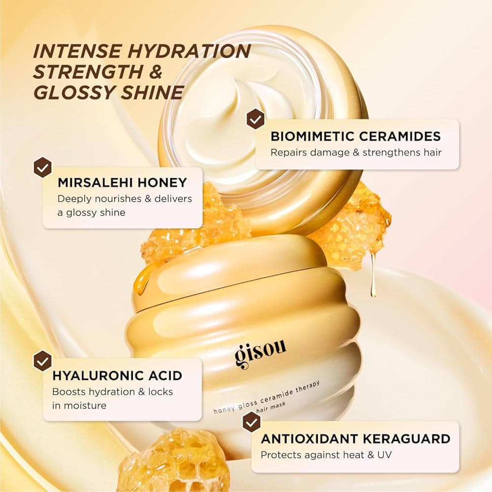 ماسک موی سرامید تراپی گیسو 75 میل اورجینال honey gloss ceramide therapy Gisou — تصویر ۲