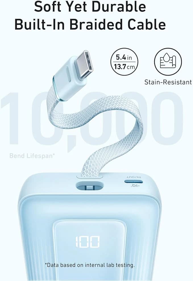 پاور بانک 30W انکر Anker Zolo Power Bank 20,000 mAh Built-in USB-C Cable A1689 — تصویر ۴