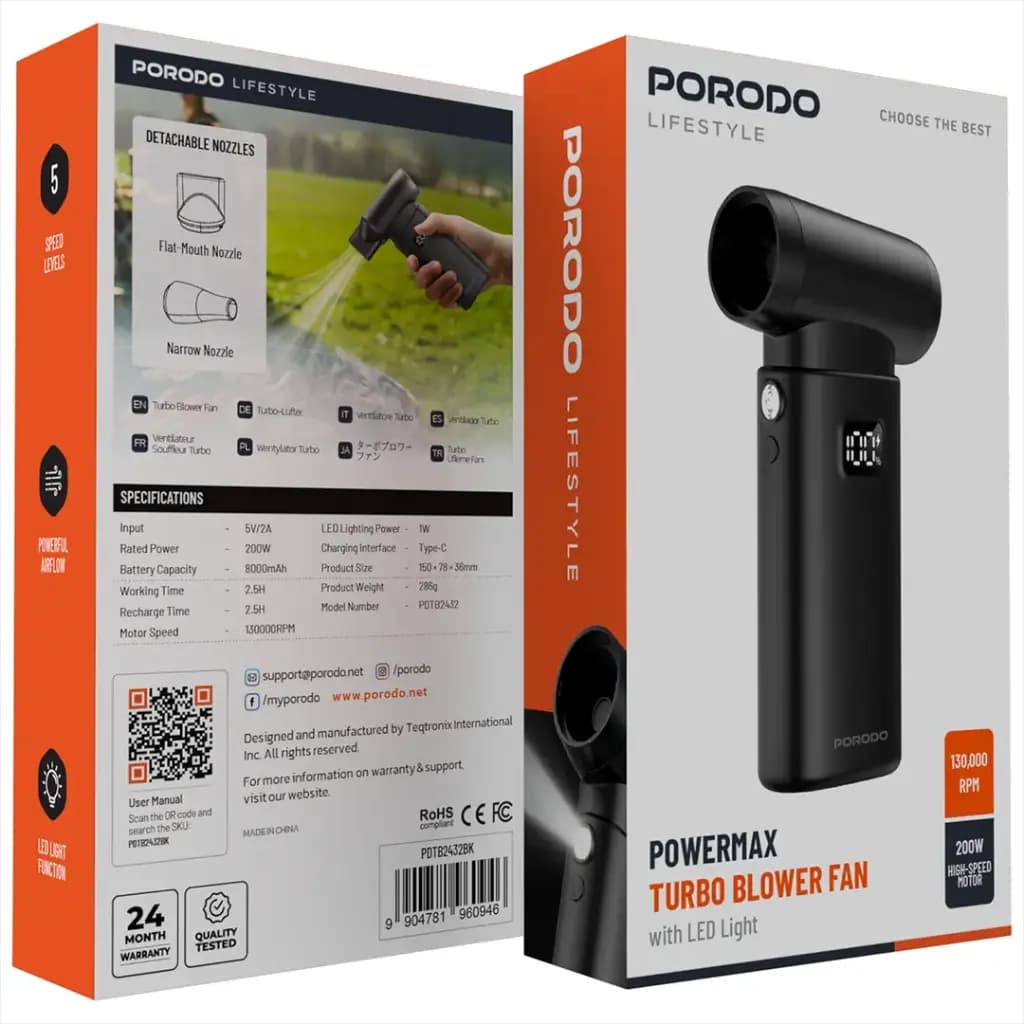 جت فن پرودو Porodo Powermax Turbo Blower Fan PDTB2432 — تصویر ۳