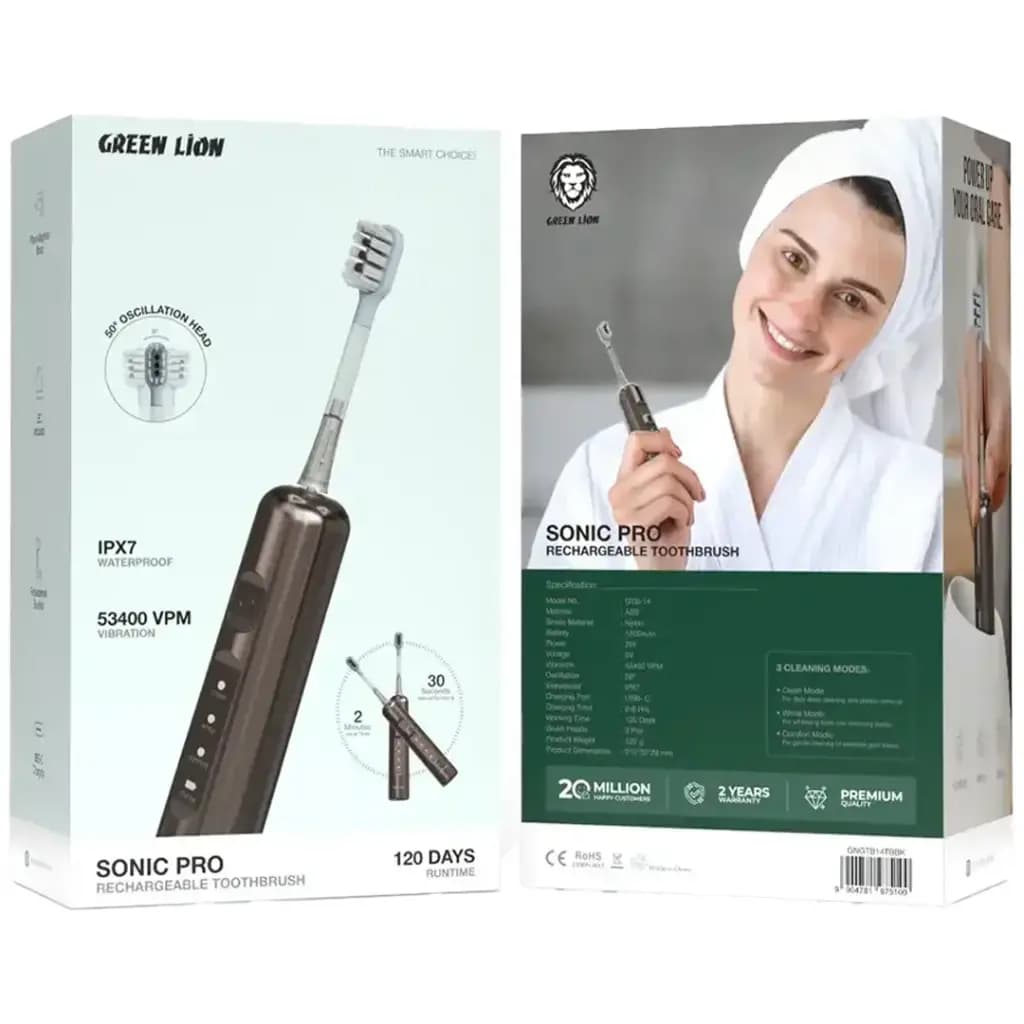 مسواک برقی گرین لاین مدل Green Lion Sonic Pro Rechargeable Toothbrush GNGTB14TB — تصویر ۵