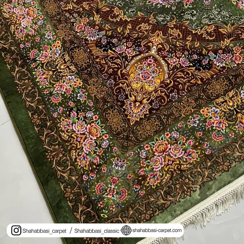 فرش ماشینی آفرینش کد 1500210 سبز — تصویر ۳