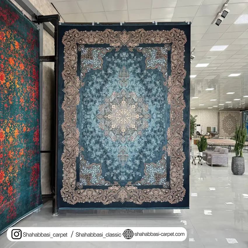 فرش ماشینی ونوس کد 1200167 سبزآبی — تصویر ۲