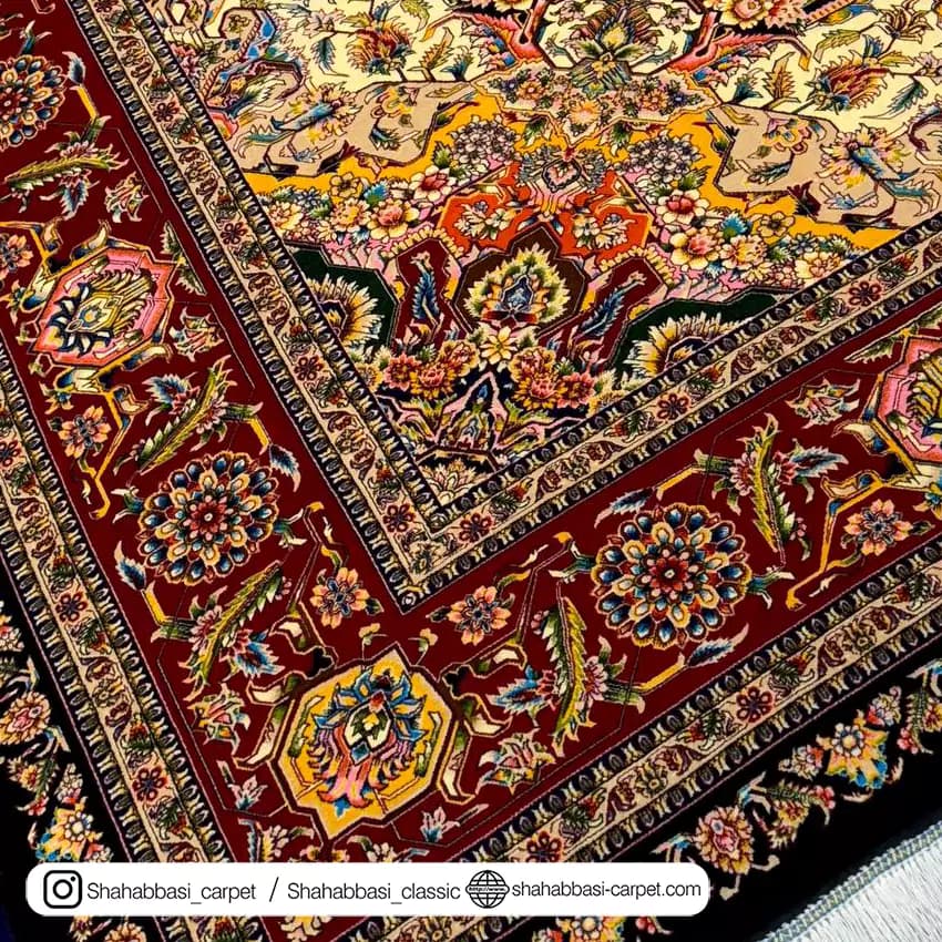فرش تمام ابریشم کد 70 مشکی — تصویر ۴