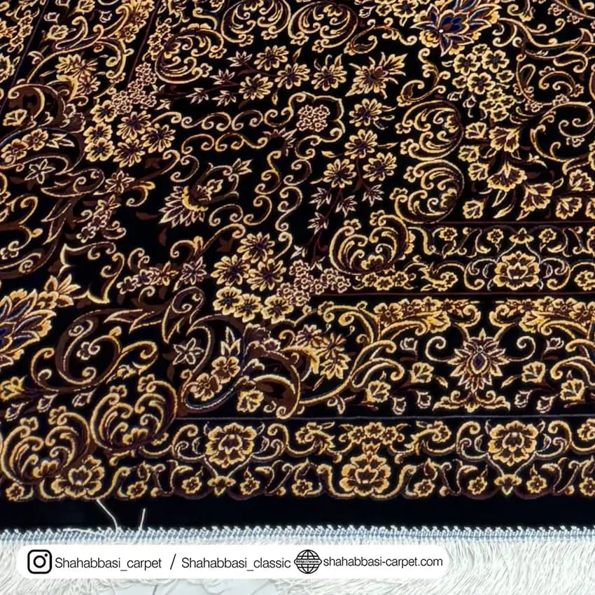 فرش تمام ابریشم کد 52 مشکی — تصویر ۳