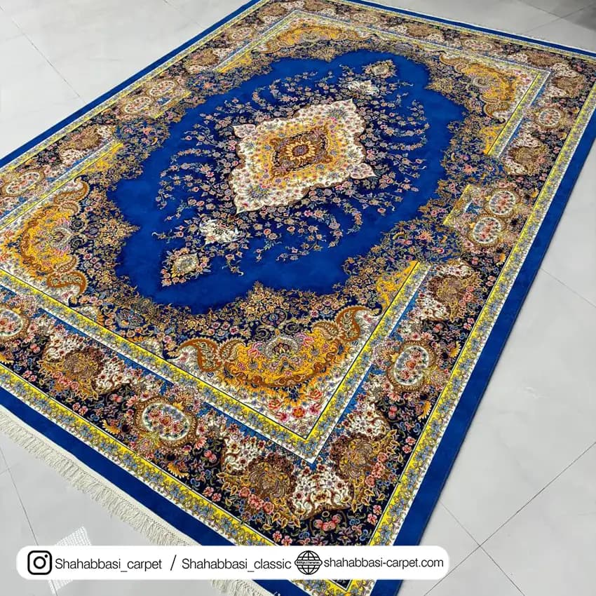 فرش ماشینی آفرینش کد 1500200 آبی کاربنی — تصویر ۲