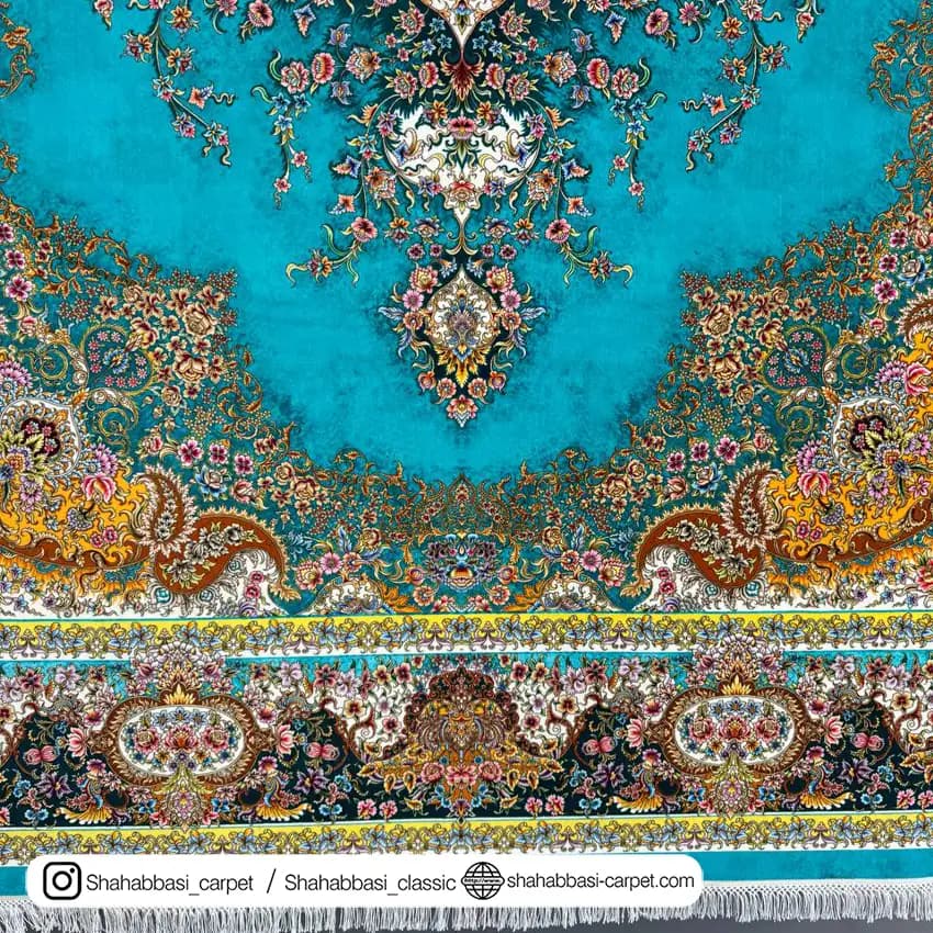 فرش ماشینی آفرینش کد 1500200 فیروزه ای — تصویر ۴