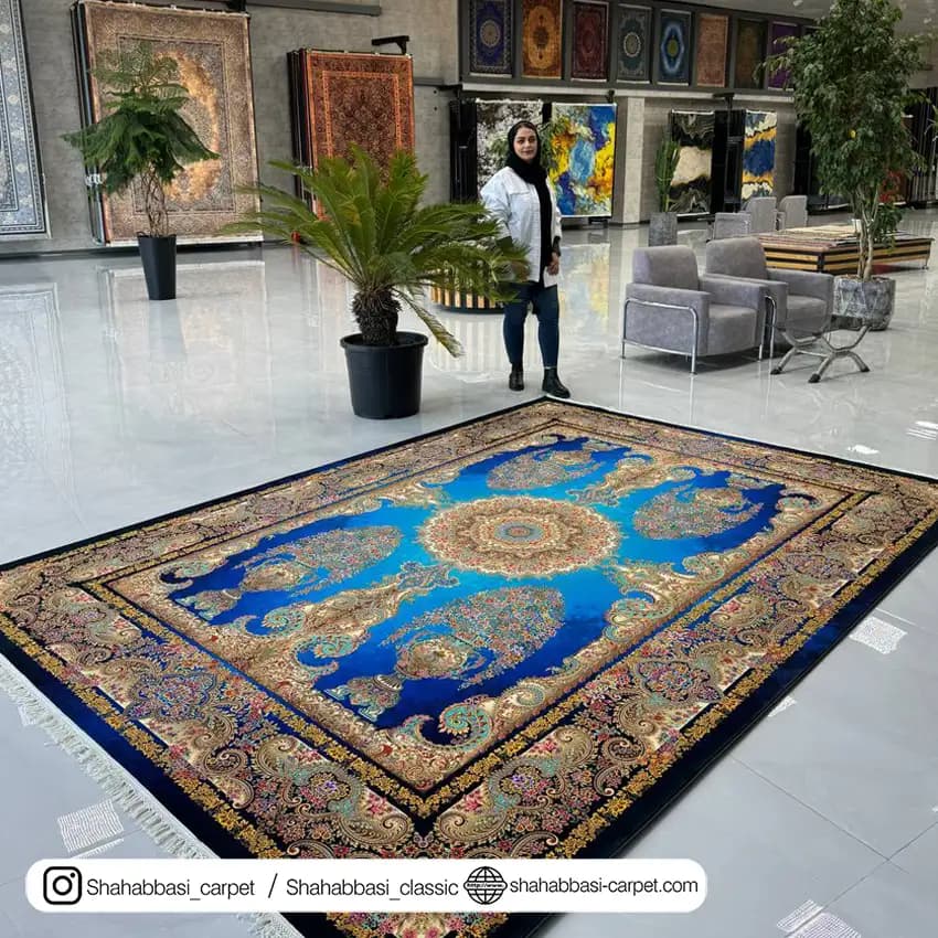 فرش ماشینی آفرینش کد 1500207 آبی